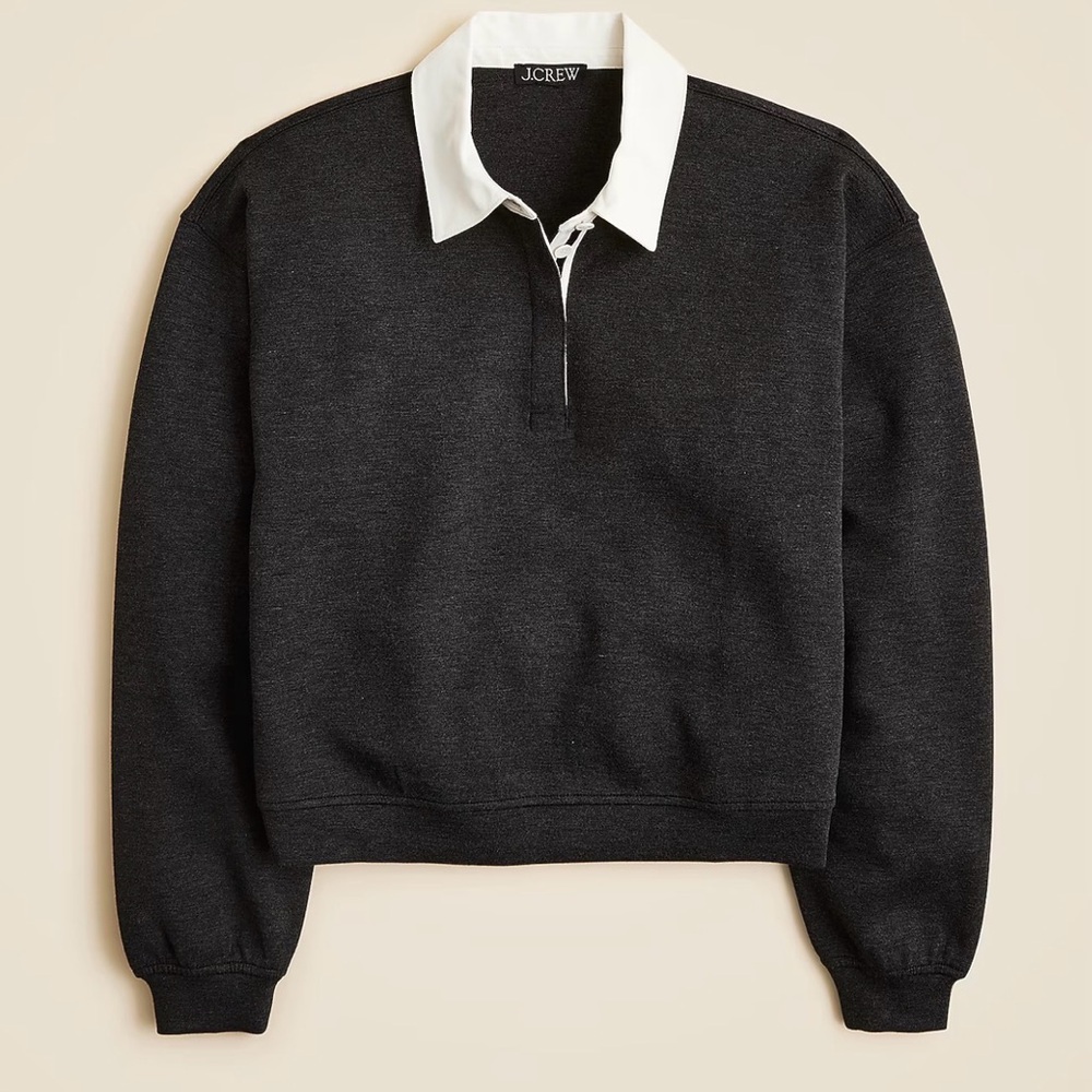 J. Crew Scuba-knit rugby sweatshirt with velvet trim